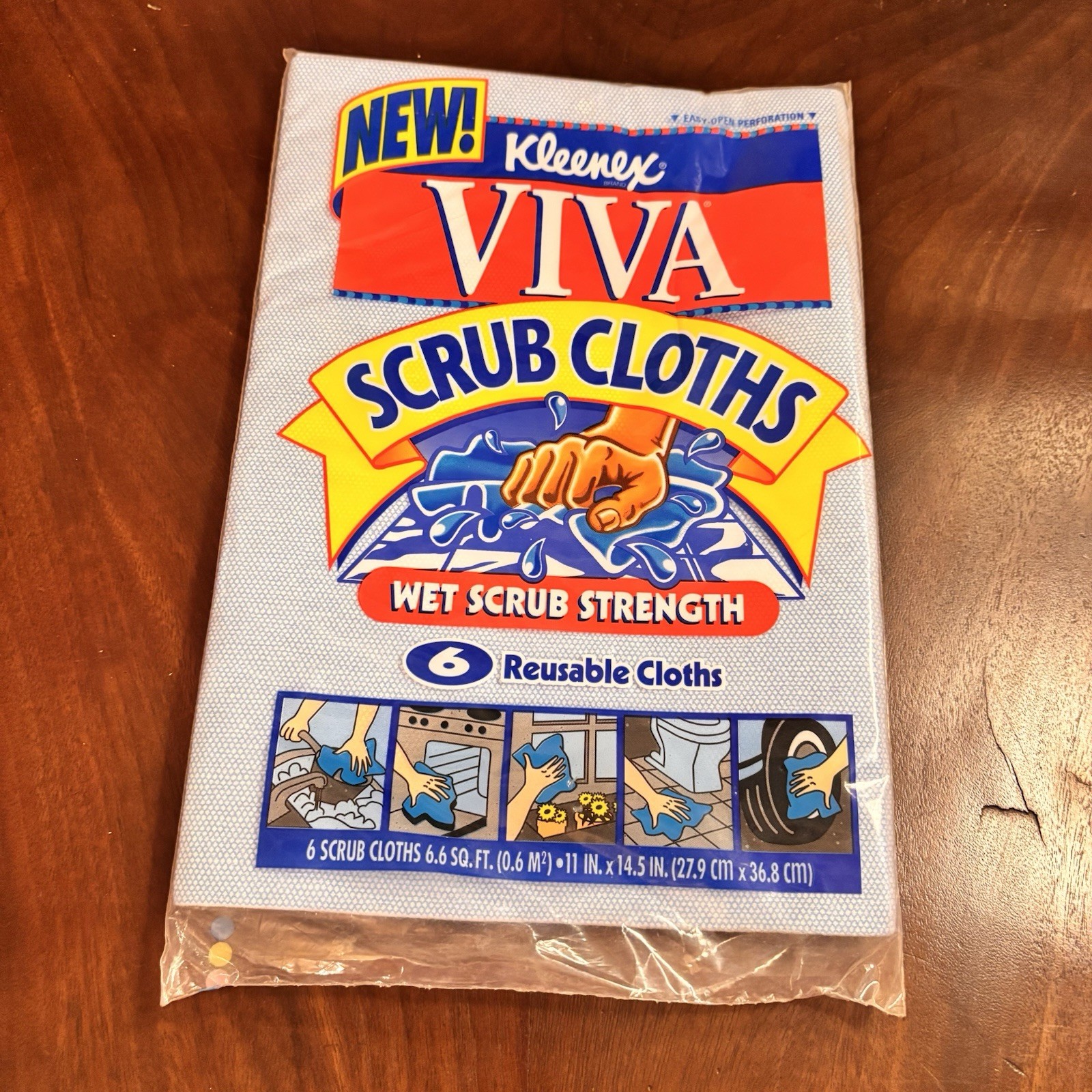 Vintage Kleenex Viva Scrub Cloths 12 Total (2 Packs of 6) Reusable Wet NOS