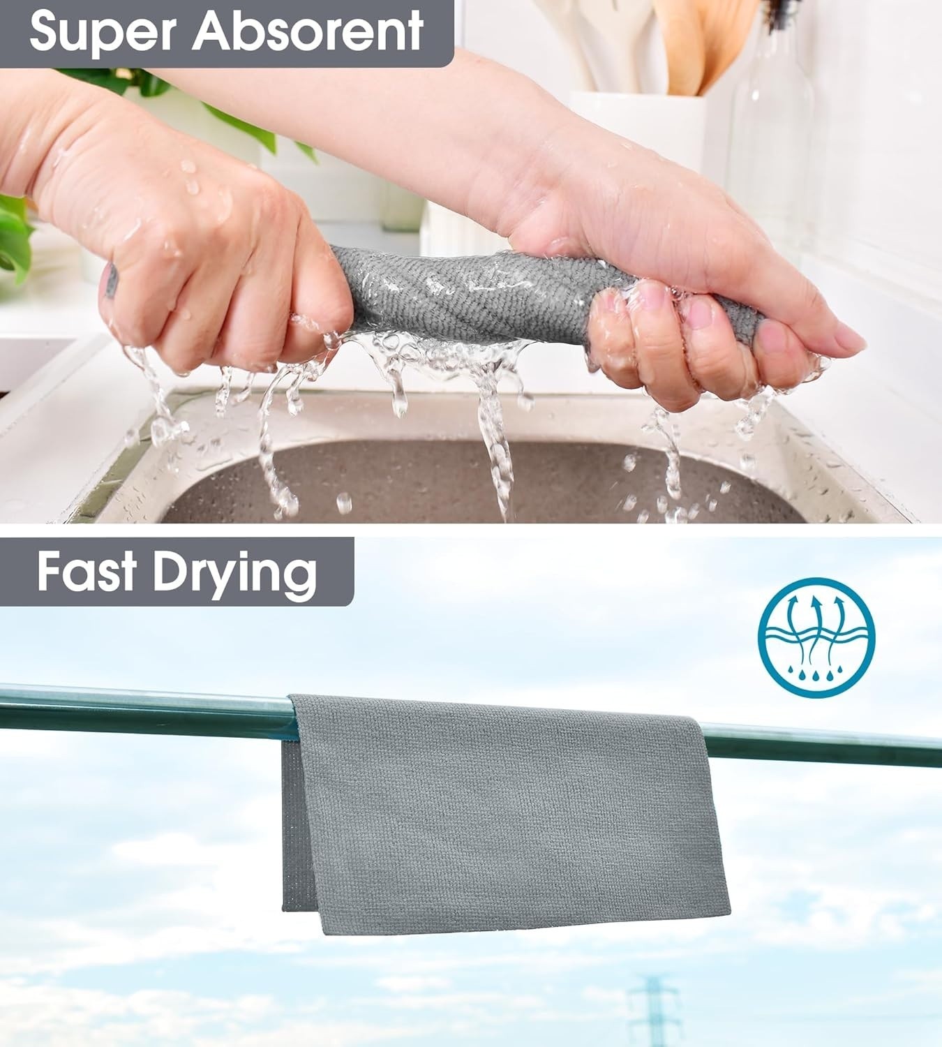 Microfiber Cleaning Cloth Roll 25×25 CM Reusable Washable Lint Free 20 Sheets