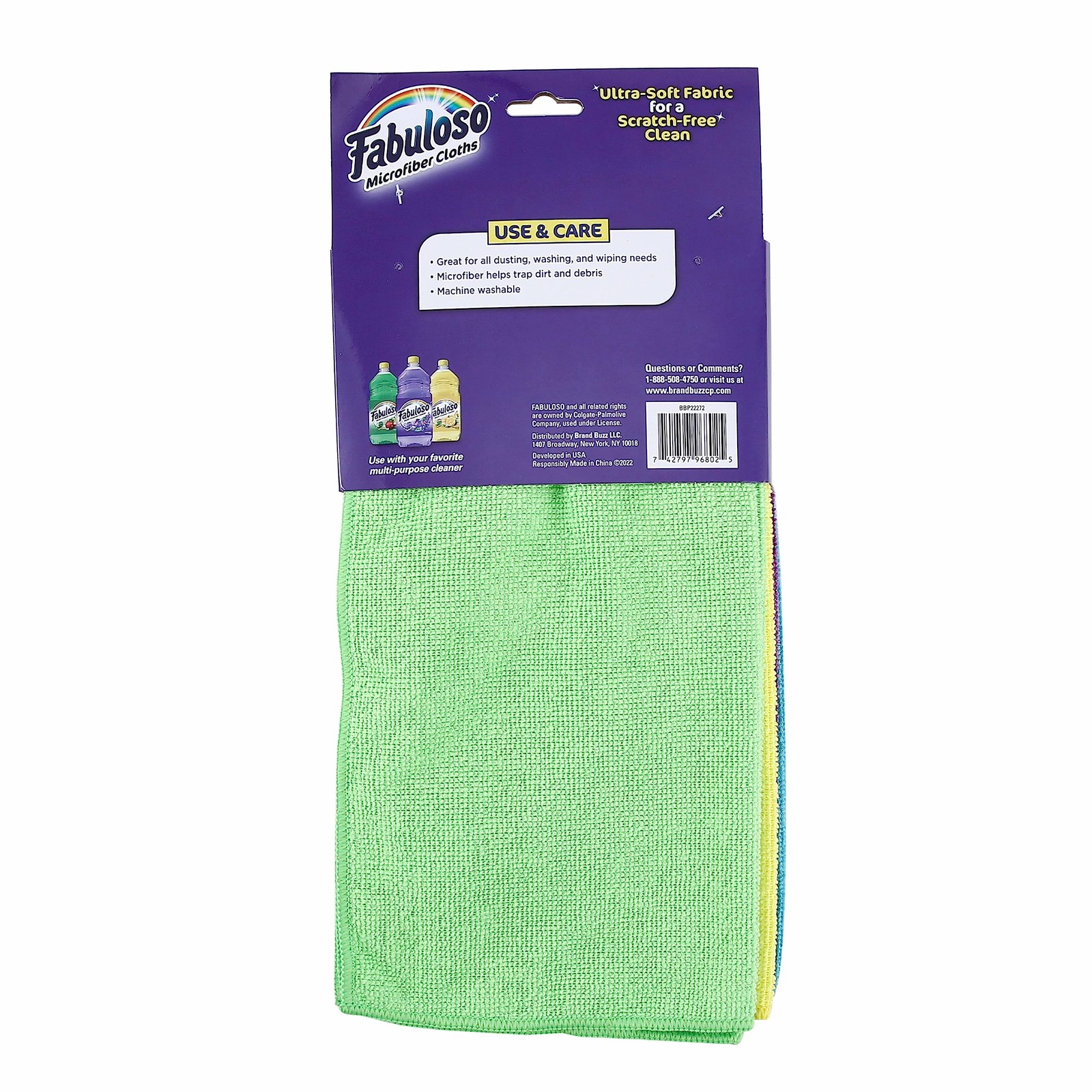 Fabuloso Microfiber Cleaning Cloths for Home & 8 Count (Pack of 1), Rainbow
