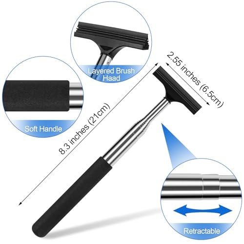 2 Pcs Car Mirror Wiper, 38.6in Handle Car Side Mirror Squeegee, Car Mirror