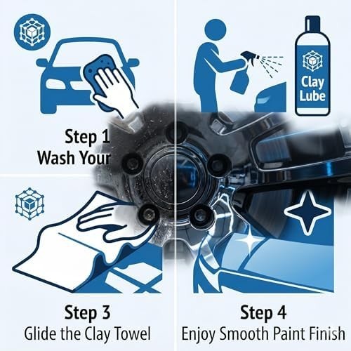NADUSEP Clay Towel for Auto Detailing – Synthetic Clay Bar Towel 12″ x 12″ – Reu