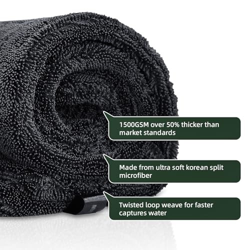 2-Pack 24″ x 36″ 11.8″ x 11.8″ Twisted-Loop Car Drying Towel 1500GSM