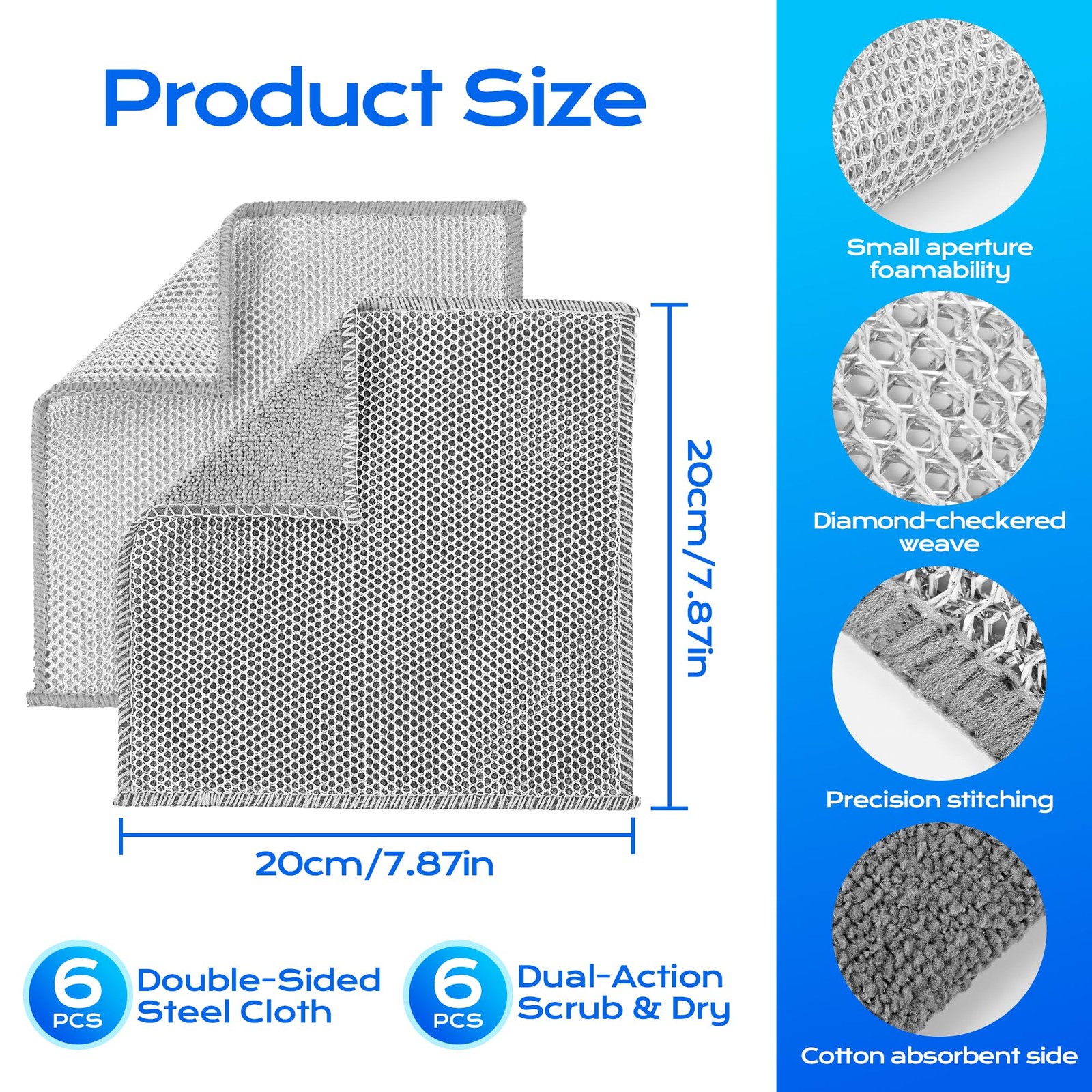 Solara Lux Scrub Cloths,Dual Action Scrubber Pads with Soft Cotton Cloth Back…