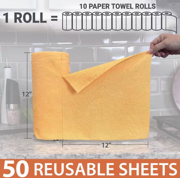 Easy-Tear 12 in. x 12 in. Microfiber Cloth Roll (50 count)- New, Free Shipping