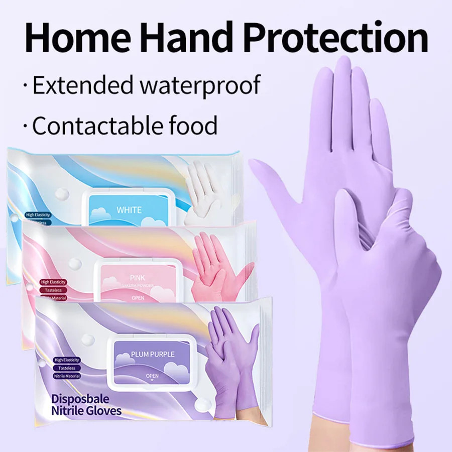 Disposable Nitrile Cleaning Gloves Latex-Free Thicken Extended Cuff Food Glove C