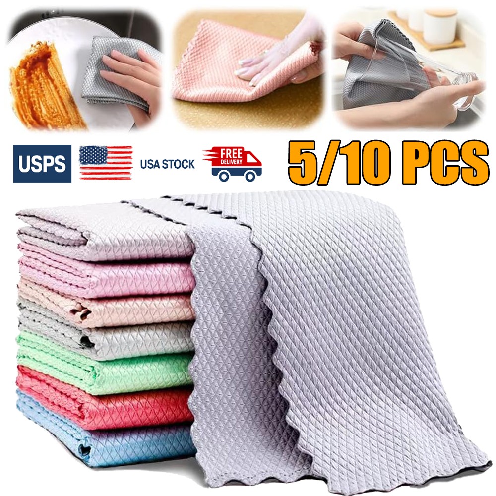 10x Fish Scale Streak Free Magic Glass Window Car Mirror Microfiber Cleaning USA