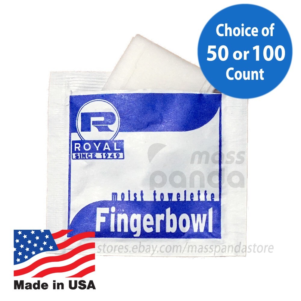 Royal Fingerbowl Moist Towelettes/Wet Wipes Individually Wrapped Lemon-scented