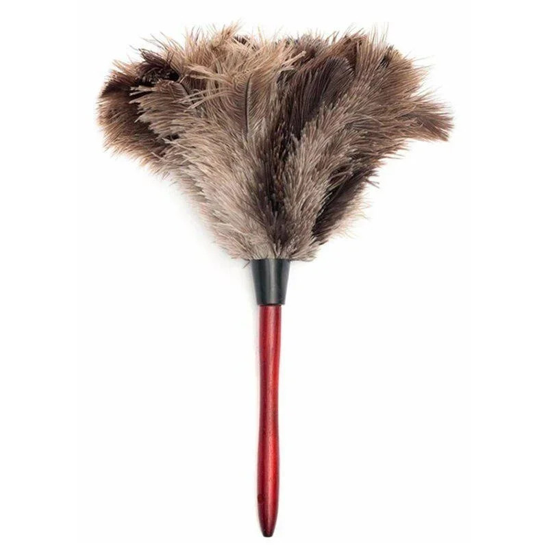 NEW Household Anti-Static Ostrich Feather Brush Wooden Handle Duster Dust Remova