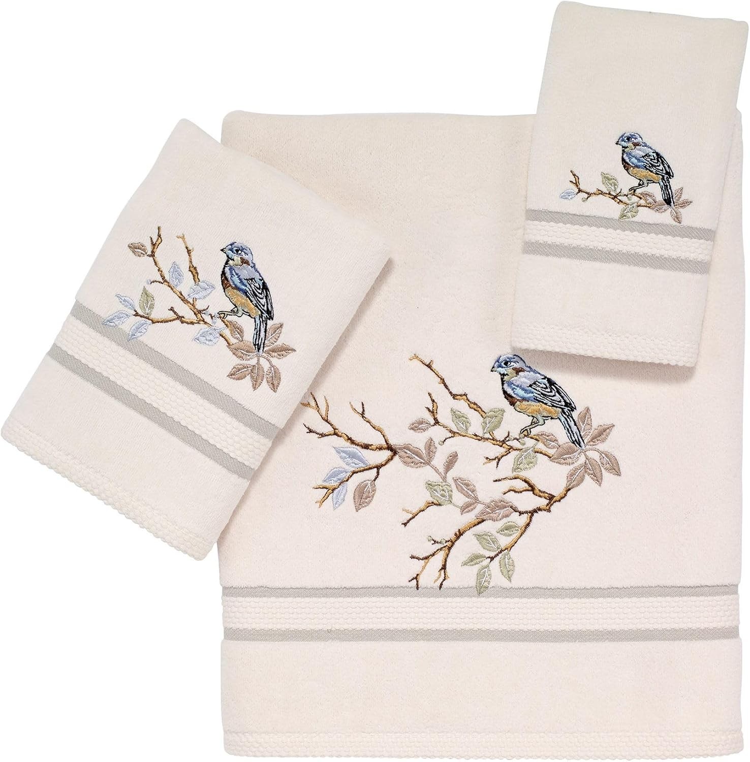 3pc Towel Set, Soft & Absorbent Cotton Towels (Love Nest Collection)