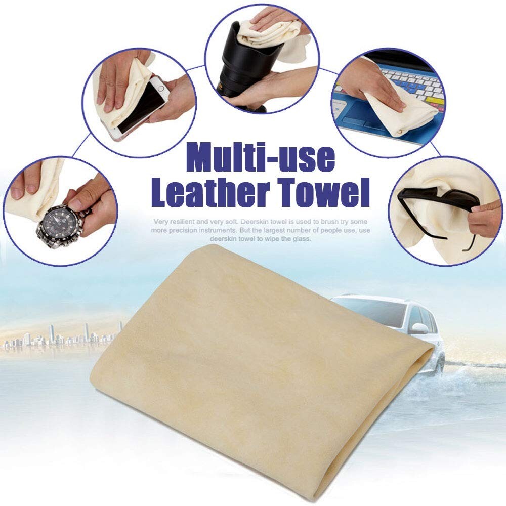 Soft Natural Leather Chamois Cloth – Perfect Size 35” x 23.6” for Cleaning