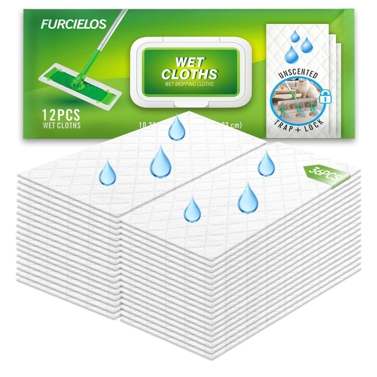 36 Count Heavy Duty Wet Pad Refills, Compatible with Swiffer Sweeper Mop & Cl…