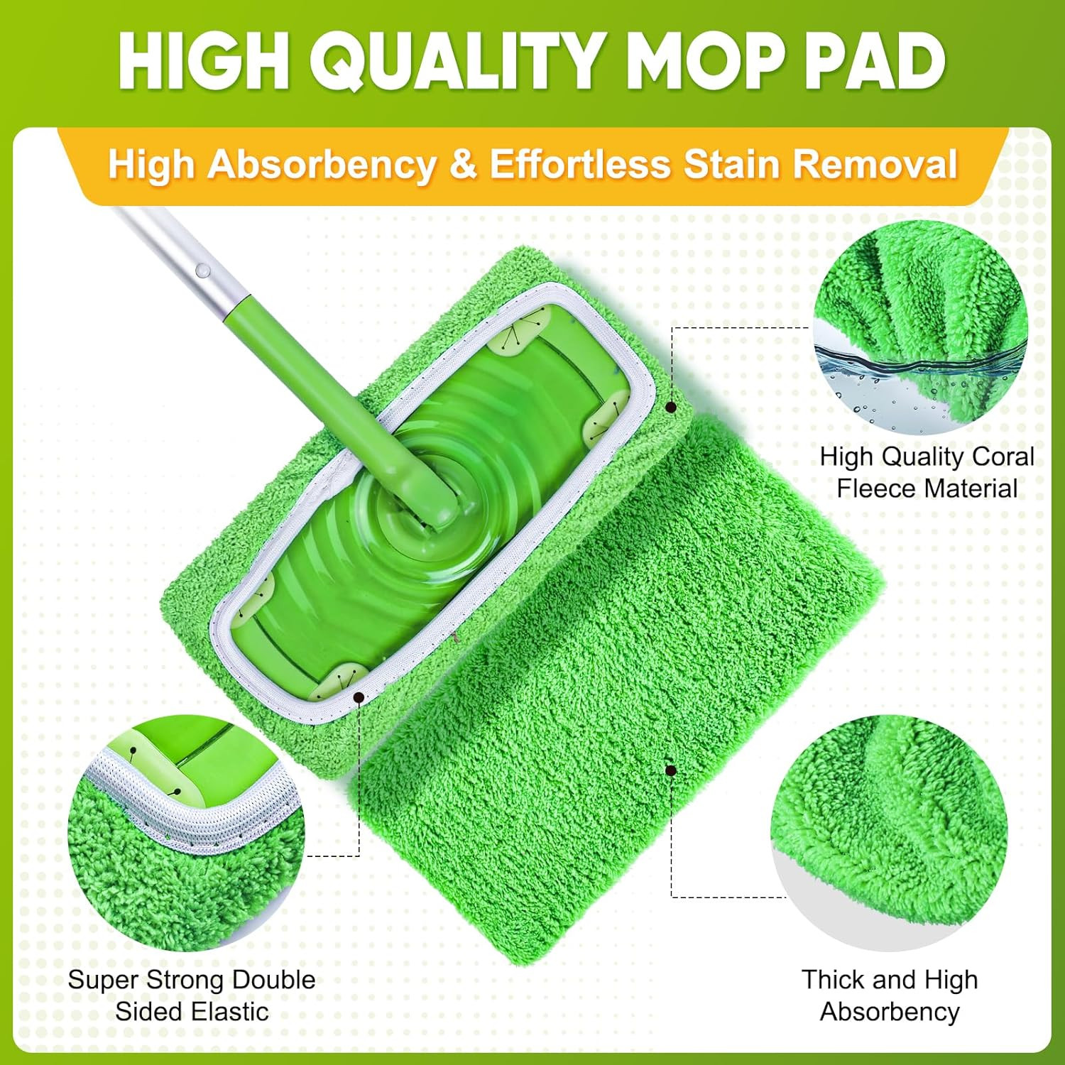 12-Pack Reusable Mop Pads Compatible with Sweeper Mop – 100% Coral Fleece Washab