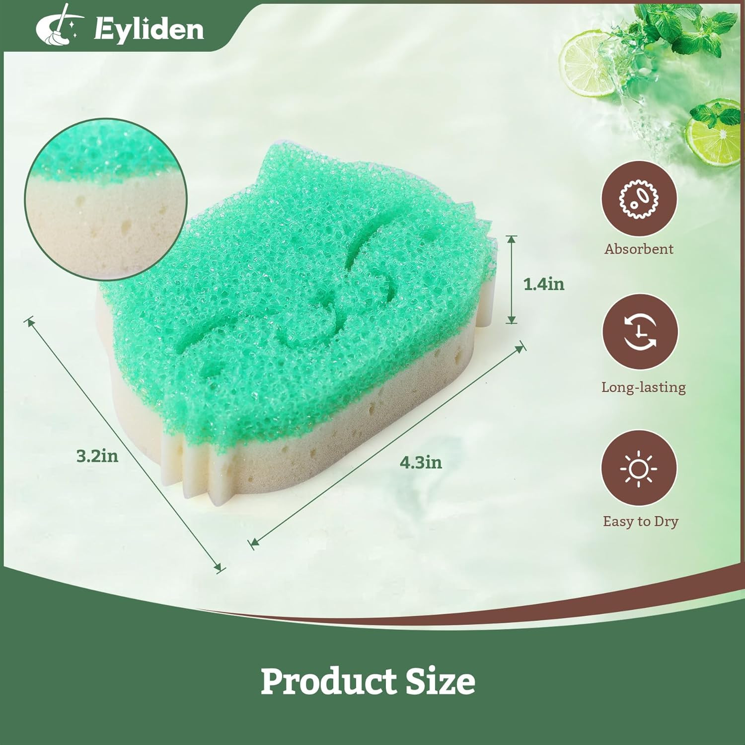 6 Pack Scrub Sponge, Dual-Sided, Smart-Temp Firmness, Dish Scrubber | Non-Scr…