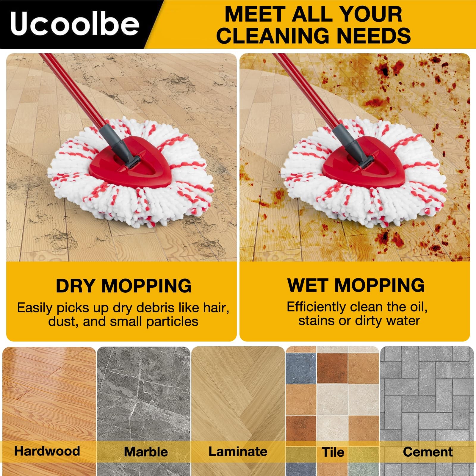 Upgraded mop Refill for O Cedar, 3 Pack Spin mop Heads Replacements Compatibl