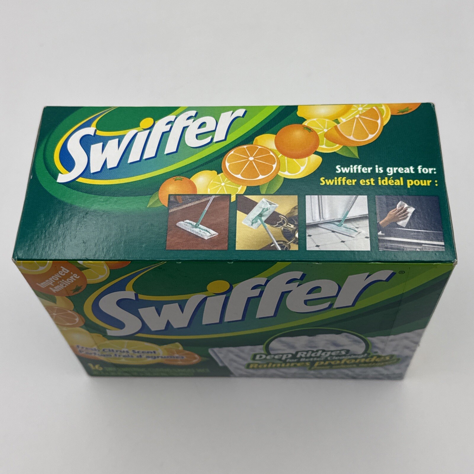 Swifter Sweeper Fresh Citrus Scent Disposable Dry Sweeping Cloths Deep Ridge New
