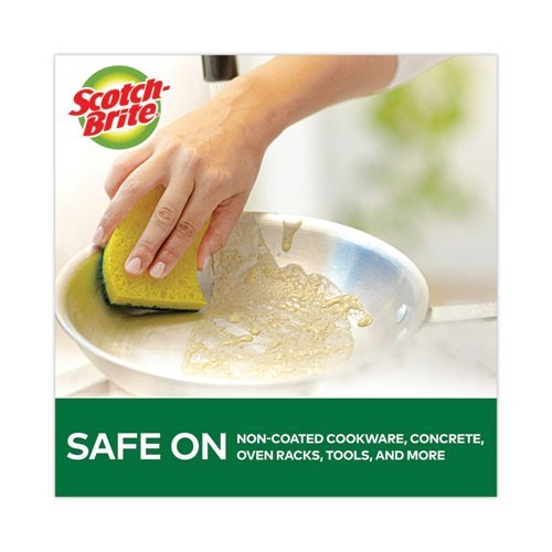 Scotch-Brite Heavy-Duty Scrub Sponge, 4.5×2.7, 0.6″ Thick, Yellow/Green, 6/Pack