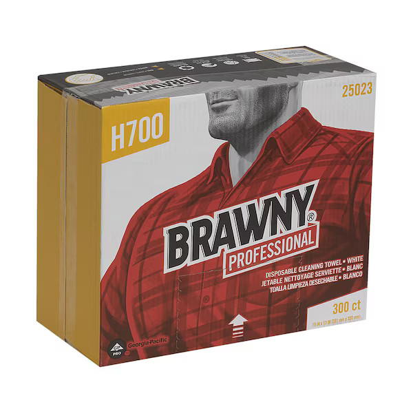 Brawny Dry Wipe, Brawny Pro H700, Flat Box, Heavy Absorbency, 13 in x 15 in, 300