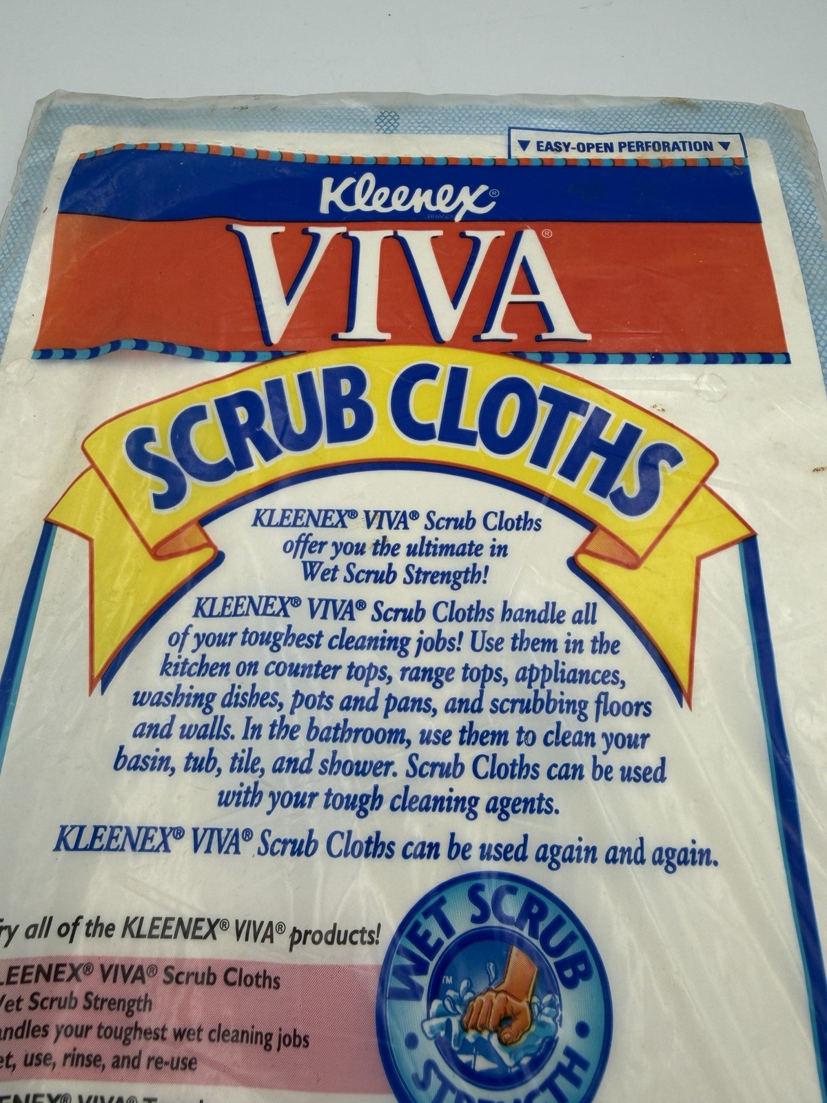 Kleenex VIVA Reusable Scrub Cloths 6 Pack Sealed 1996 NOS