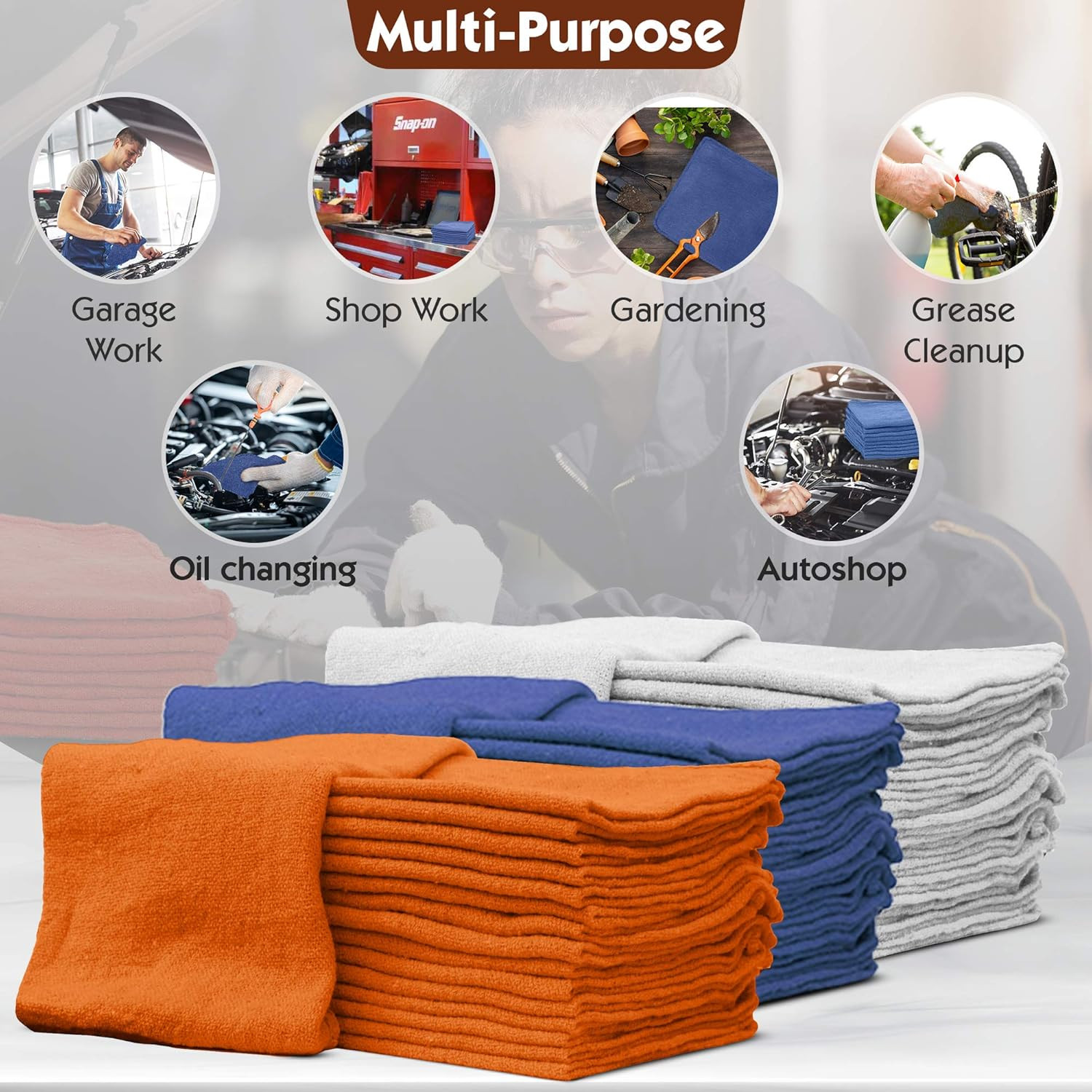 Trapos Limpieza Algodon 50 Piezas 14×14 Azul Calidad Comercial Taller Auto Hogar