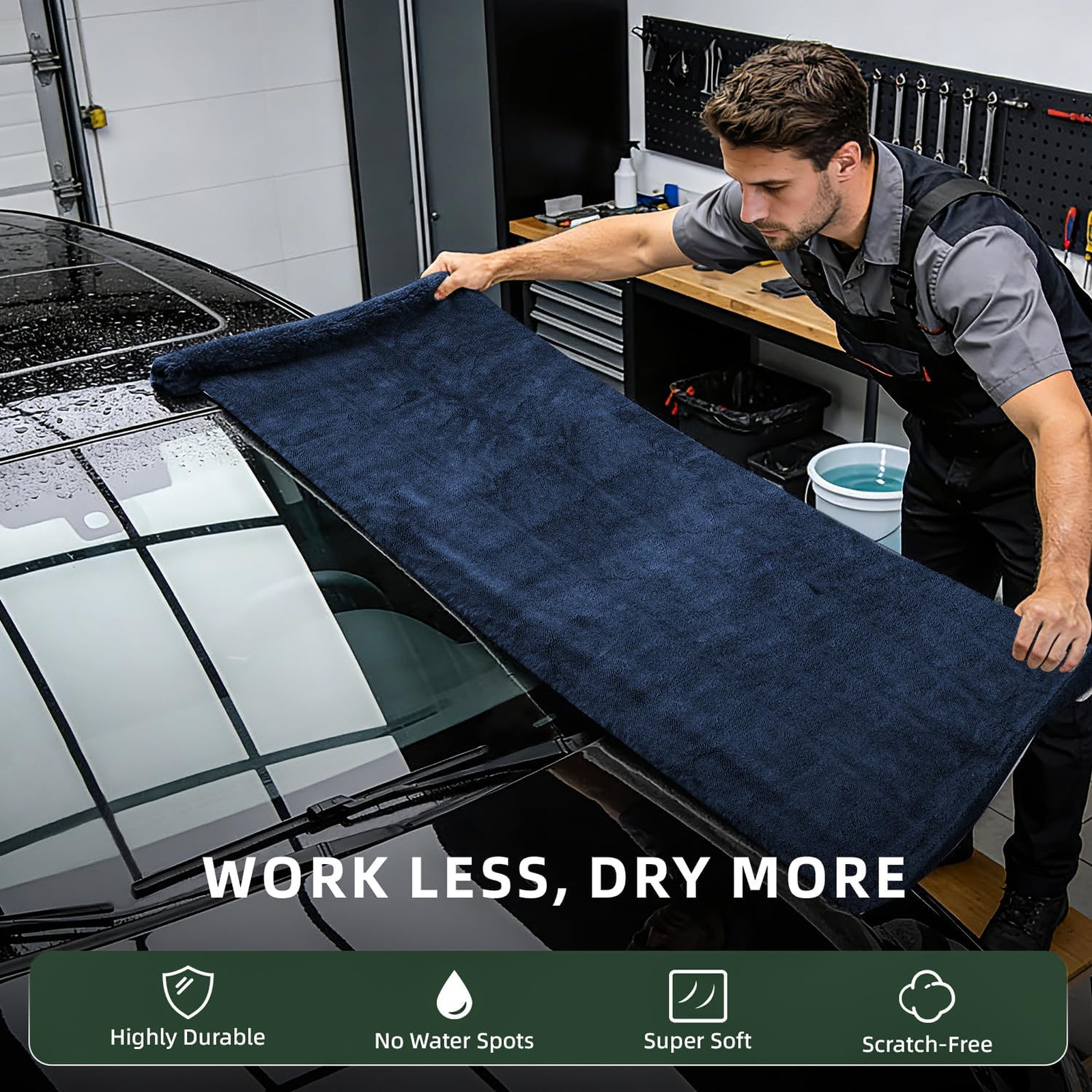Microfiber Car Drying Towel 24×36 Inches 1500GSM Twisted Loop Ultra Absorbent