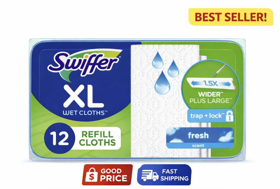 Sweep + Mop XL Wet Pads Refill Fresh Scent 12 Count Floor Cleaning Cloths