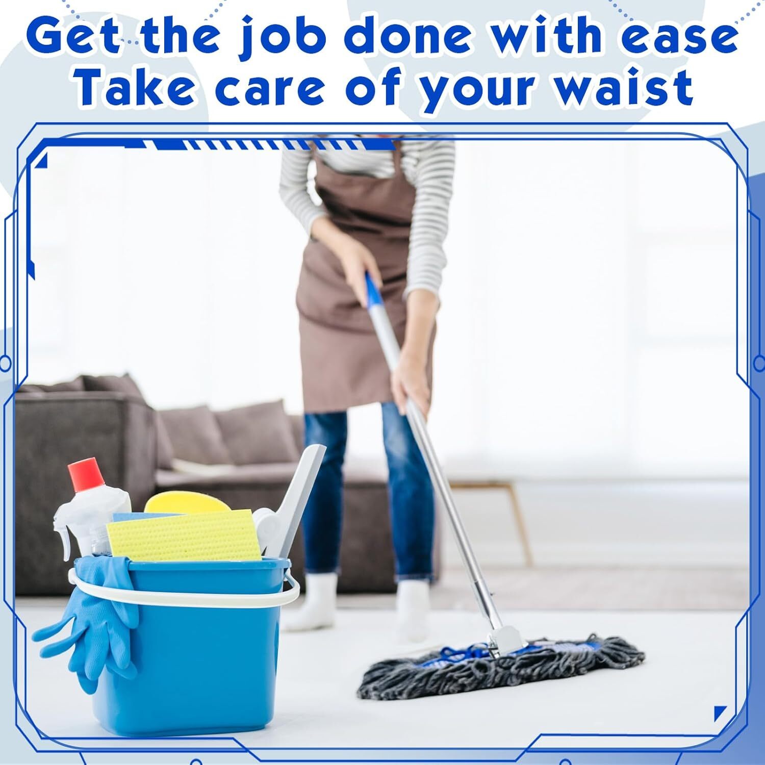 4 Pcs Clip on Dust Mop Handle with Chuck 51.18 Inch Stainless Steel Flexible Man