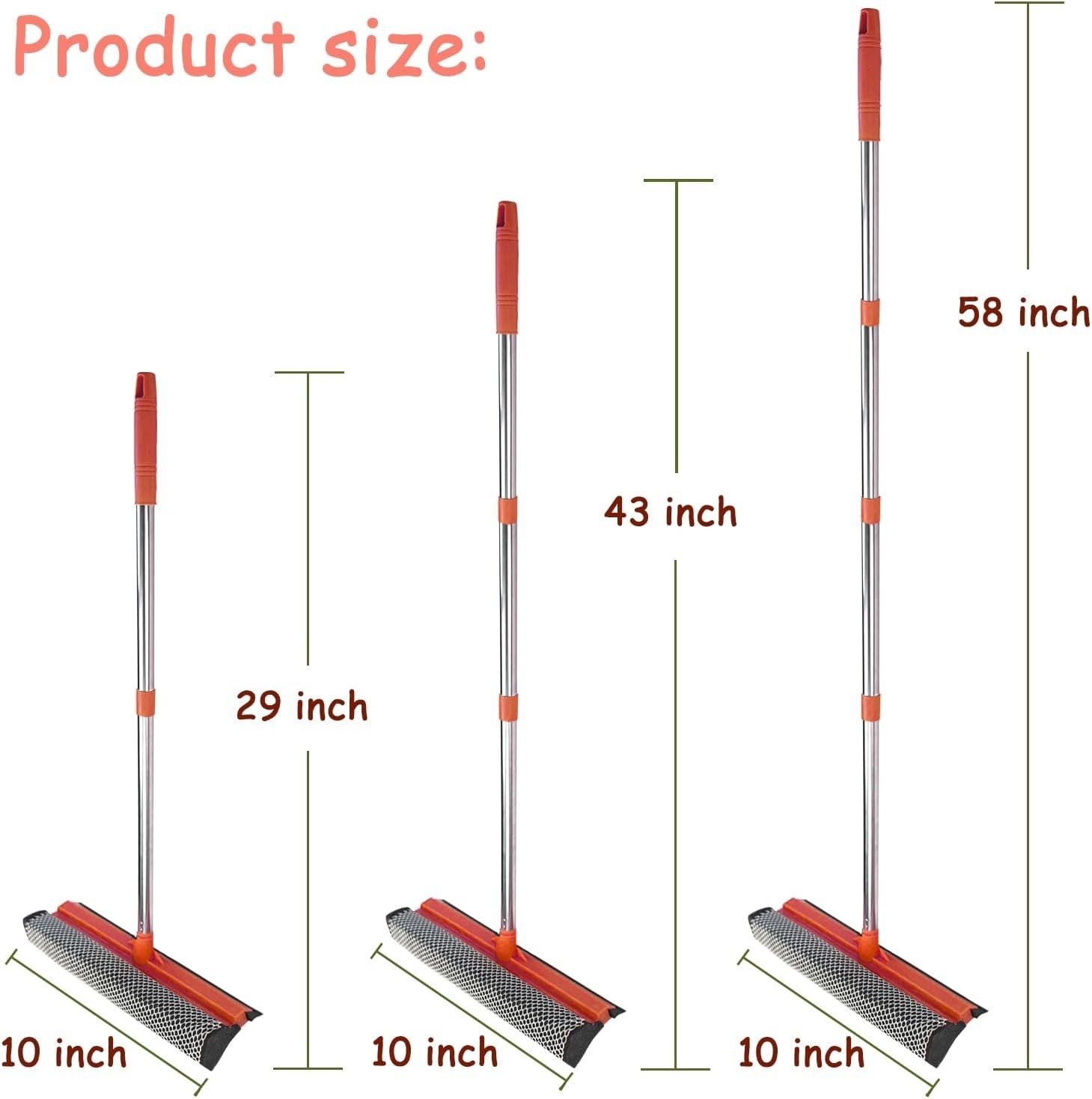 Window Squeegee 2-in-1 Extendable 54.5 Car & Home Glass Cleaning Kit Telescopic