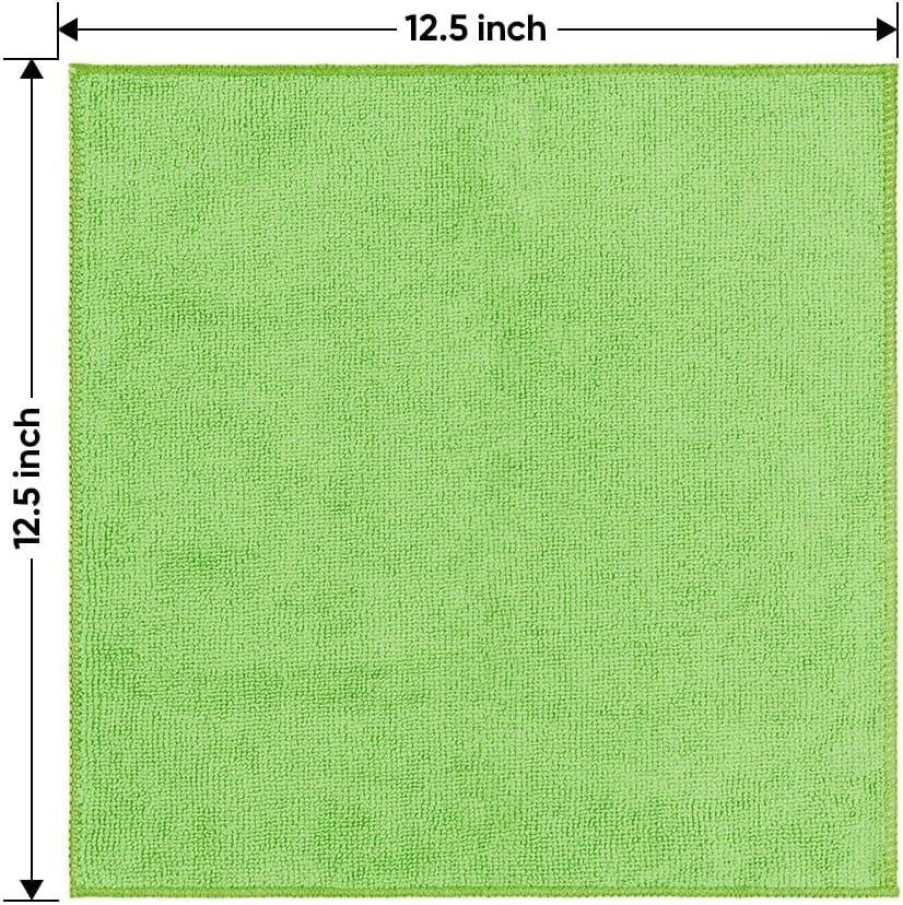 Green Microfiber Cleaning Cloth 12 Pack, 12.5 X 12.5 Inch Microfiber Towels for