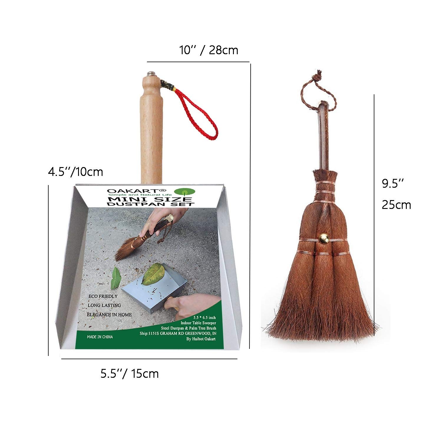 Mini Metal Dustpan and Brush Set Natural Bristle Hand Broom Fireplace Woodstove