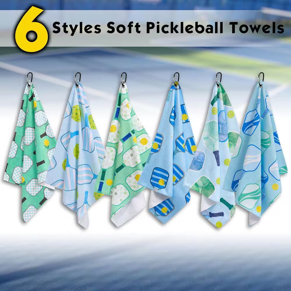 15 In. W X 17 In. D X Soft Pickleball Towel Set Absorbent Fast Drying Fun Patter