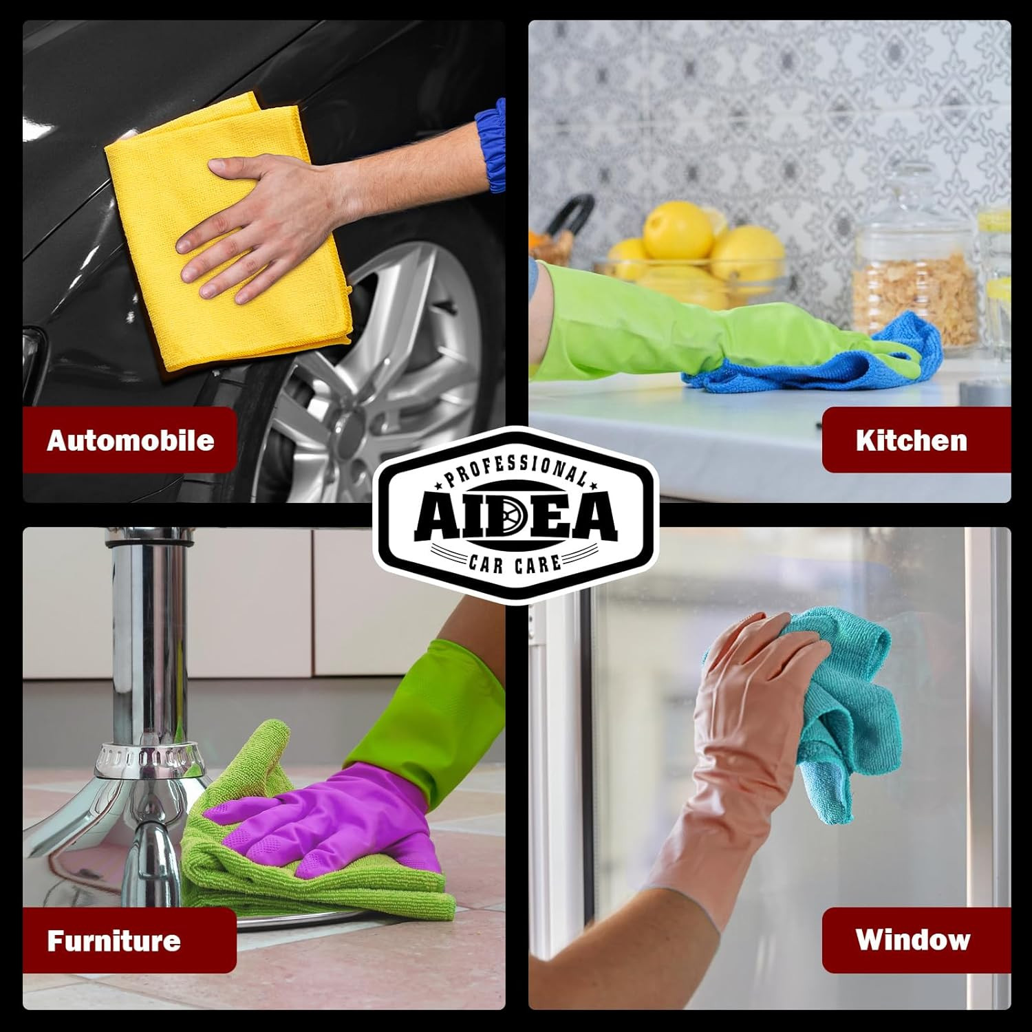 AIDEA Microfiber Cleaning Cloth 10PK, Micro Fiber Cloth for Cleaning Cars, Premi