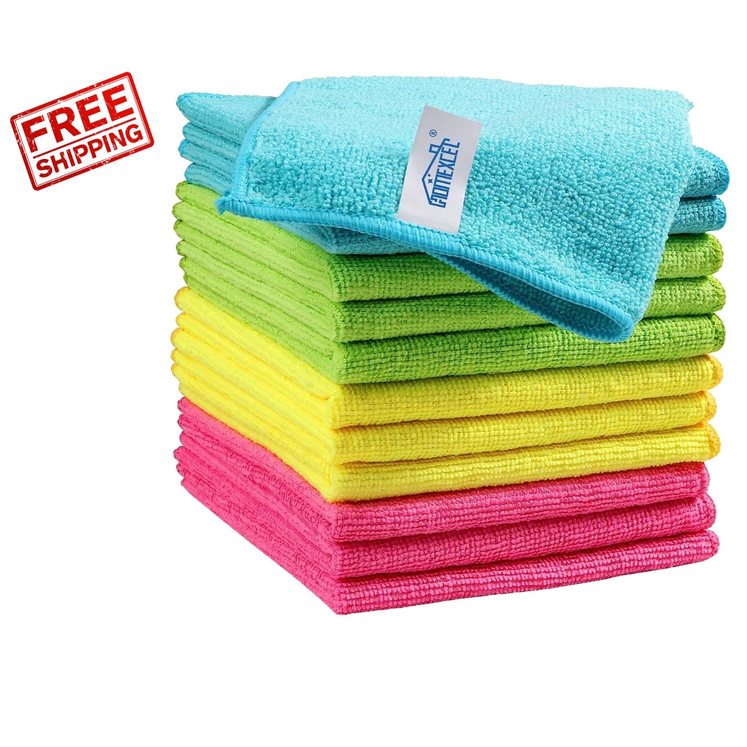 Streak-Free Multi-Surface Microfiber Cleaning Cloths, 12-Pack – 210GSM Softness