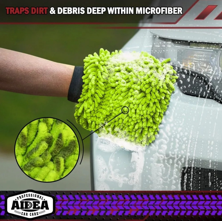 2pcs Microfiber Car Wash Mitt Scratch Free Cleaning Gloves – NEW