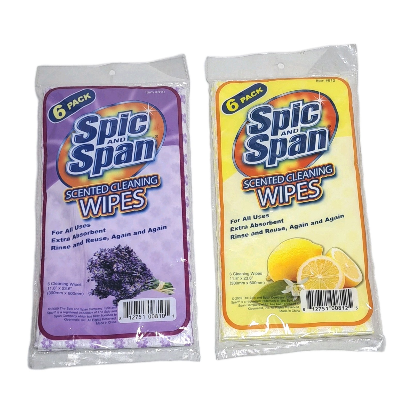 2 Spic And Span Scented Cleaning Wipes 6 Packs 1 Lemon, 1 Lavender NEW & SEALED