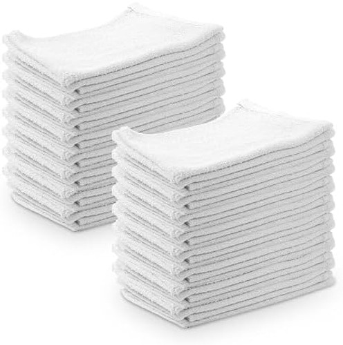 Terry Cloth Cleaning Rags (70 Pack), 100% Cotton Shop Towels, Lint-Free & Abs…