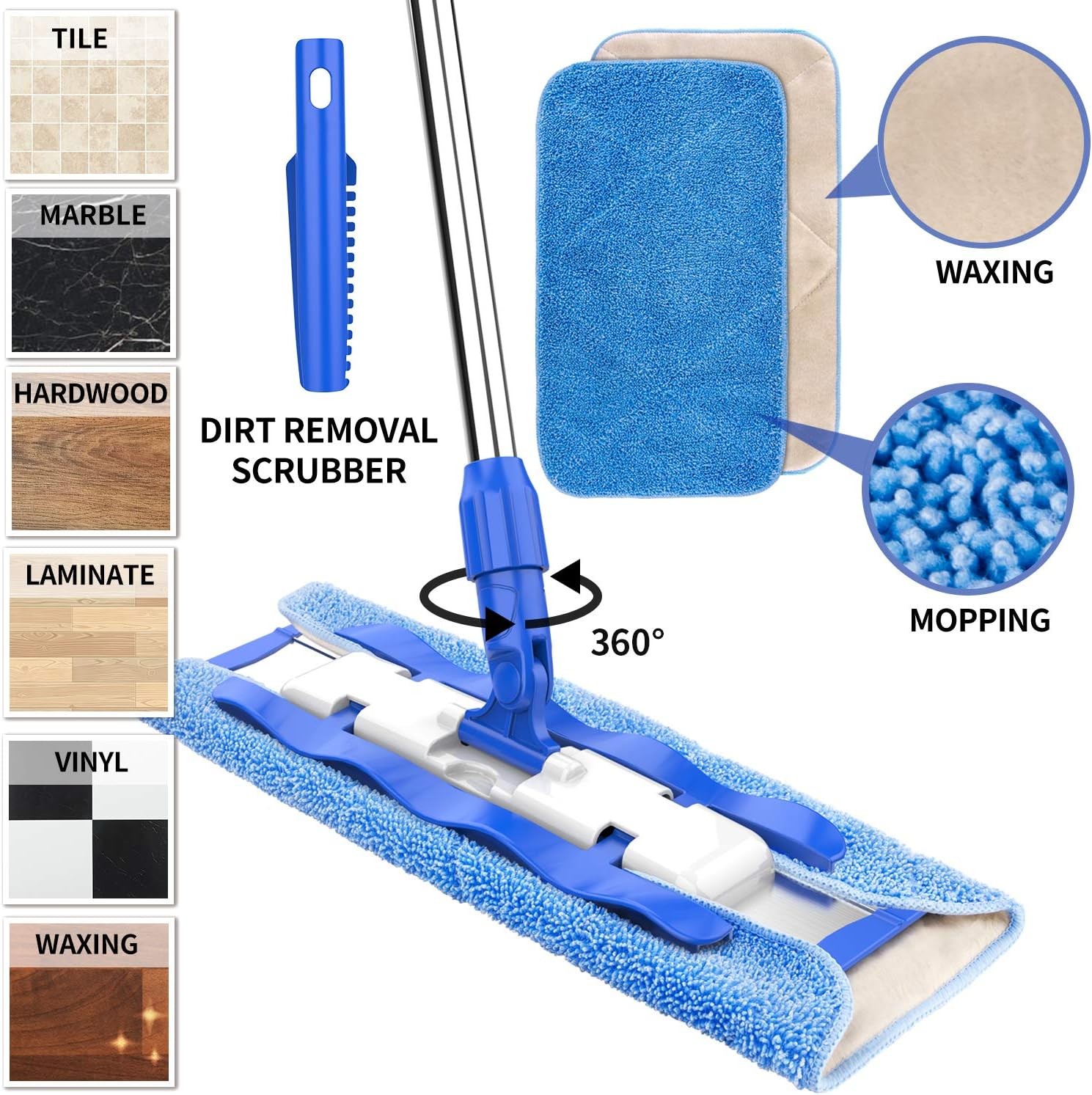 MR.SIGA Professional Microfiber Mop for Hardwood, Laminate, Tile Floor Cleaning,