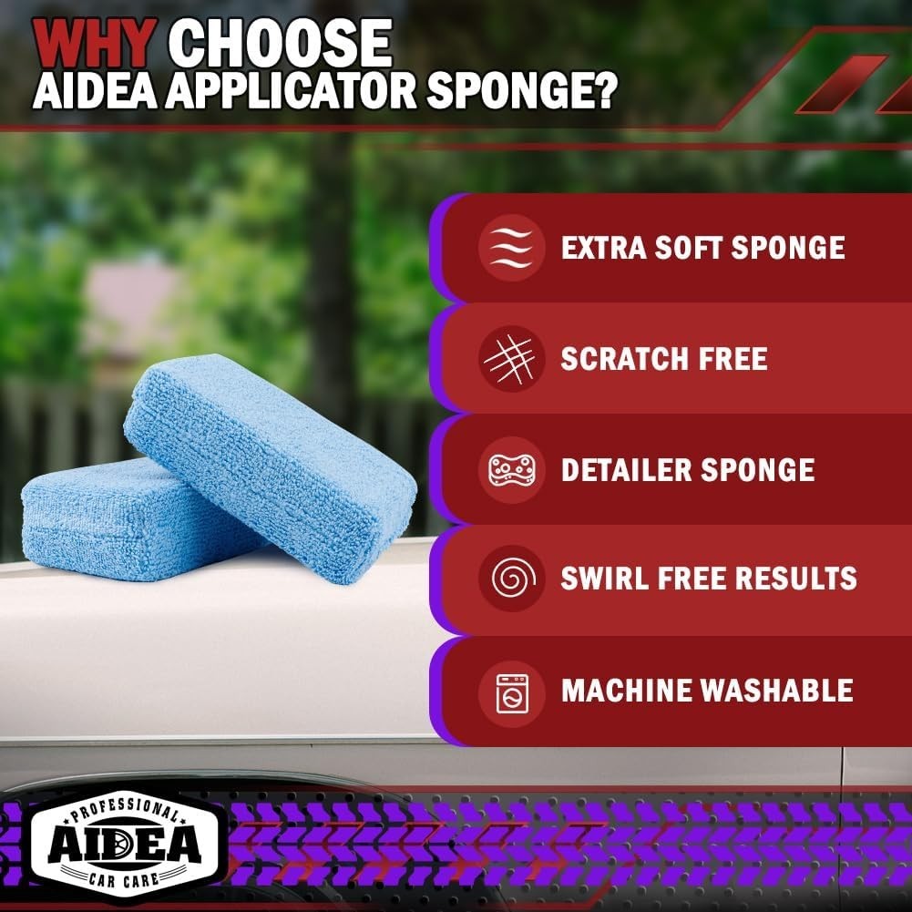 Microfiber Applicator Pad-8Pack, Car Wash Sponge, Microfiber Sponge and Clea…