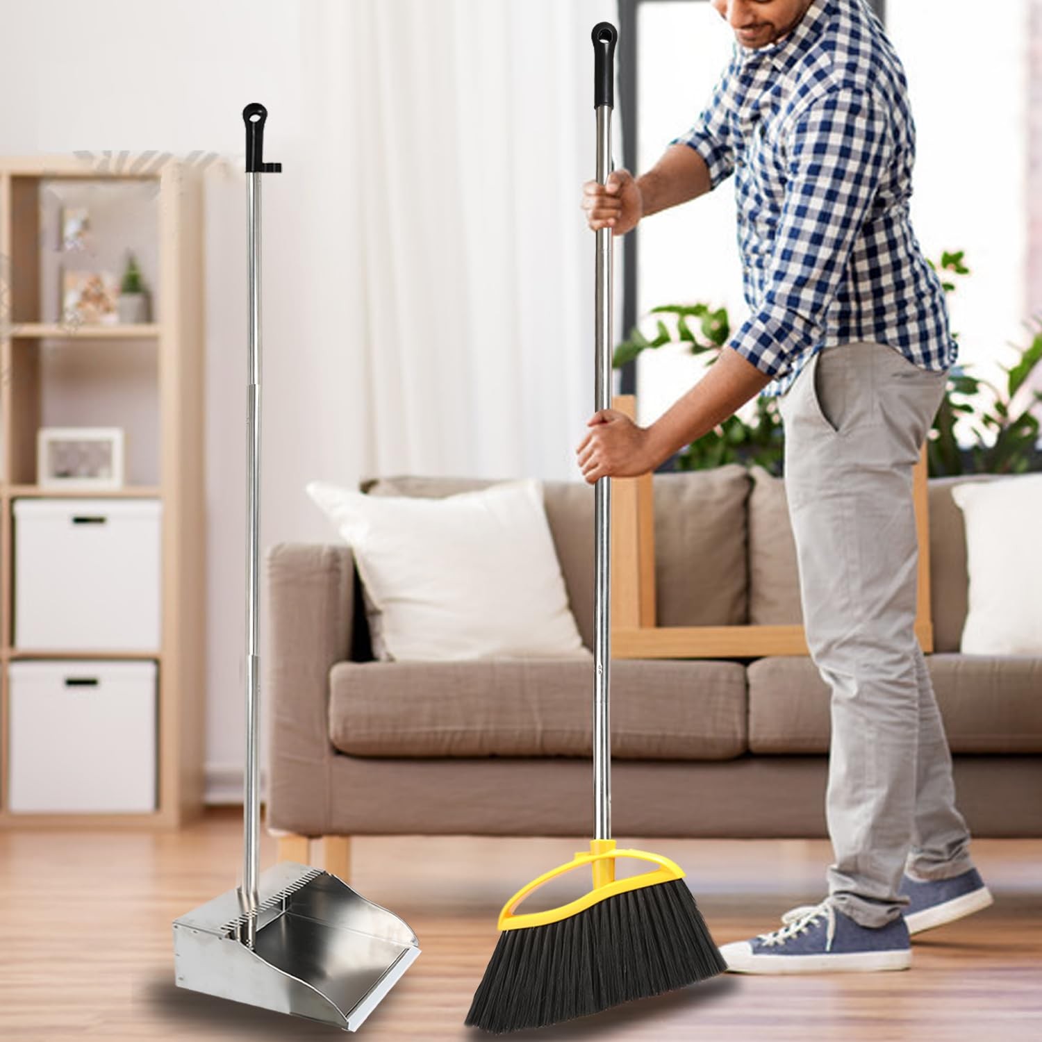 Stainless Steel Dustpan Metal Dustpan with Handle Heavy Duty Dust Pan Upright…