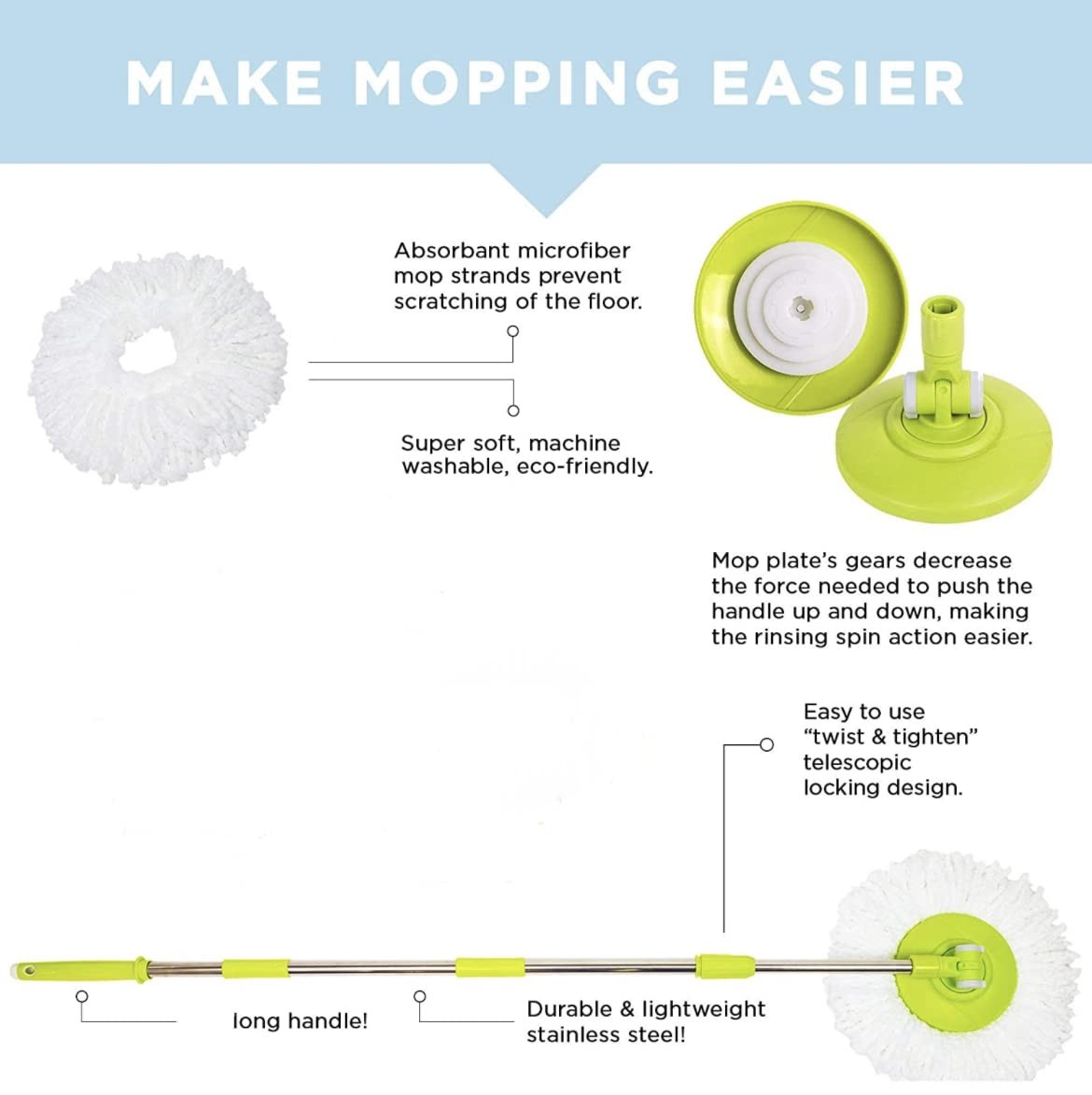 Simpli-Magic Deluxe Stainless Steel Rolling Spin Mop System Replacement