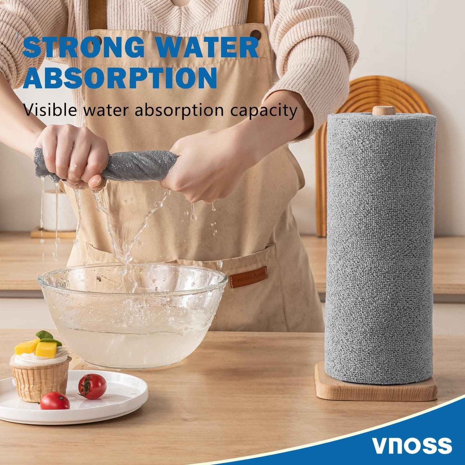 Vnoss 55 Pack Microfiber Cleaning Cloth Roll, Tear Away 9”X11”-55PK, Grey