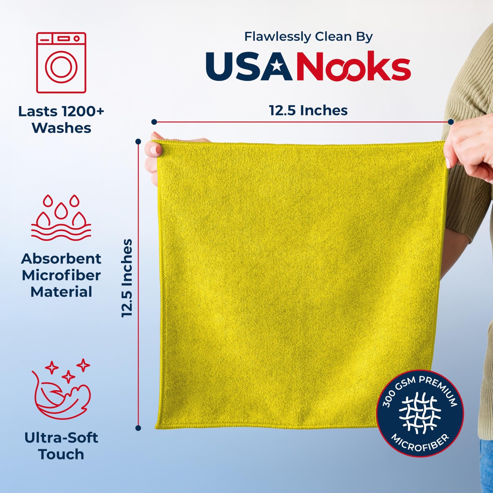 “12 Microfiber Cleaning Cloths – Ultra Absorbent, Streak-Free, 1200 Washes”