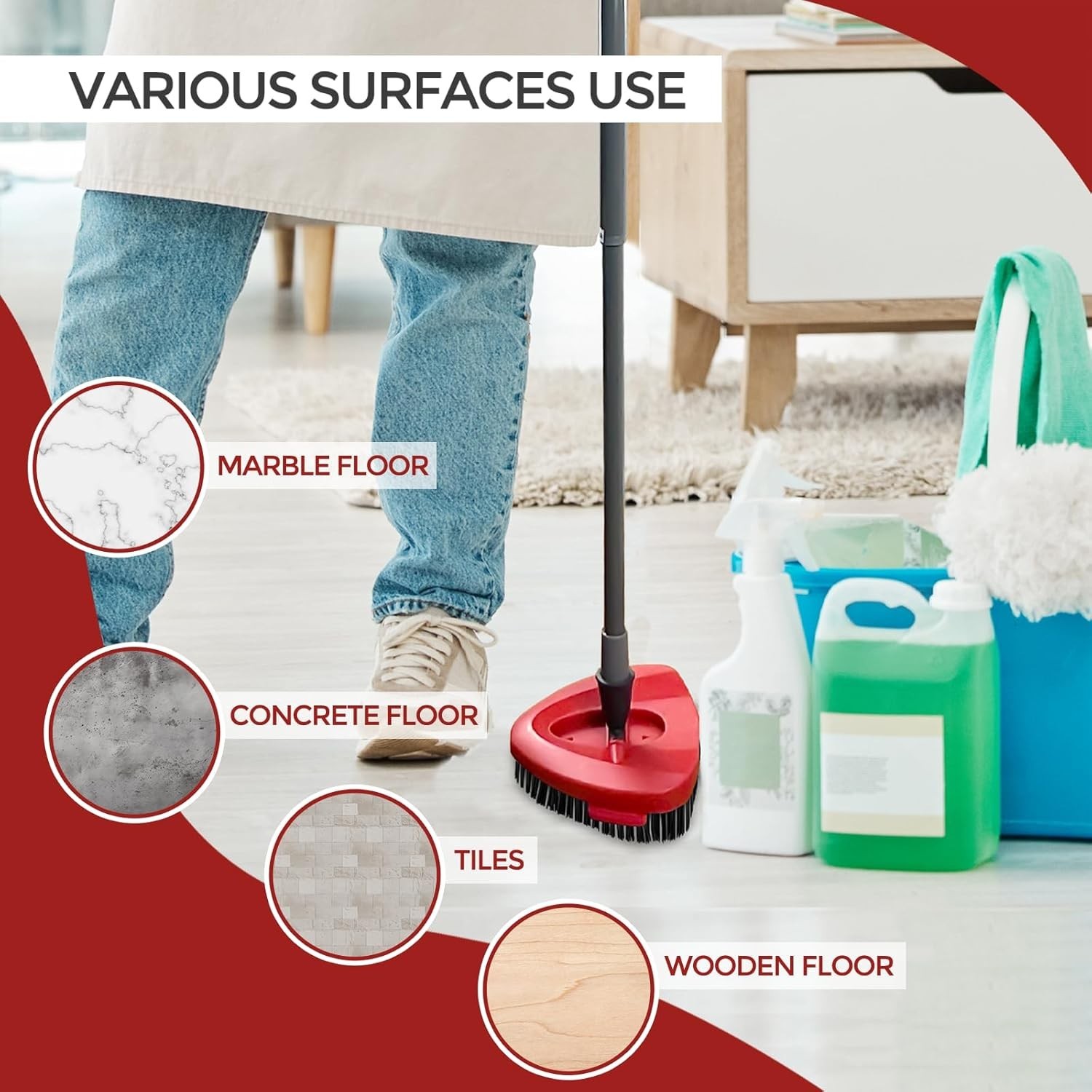 Multi-Surface Stiff Bristle Cleaning Brushes – 2 Pack for Home and Bathroom