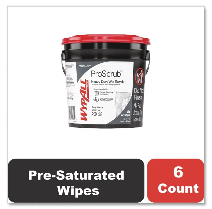 WypAll 91371CT 9.5″ x 12″ Pre-Saturated Wipes – Citrus Scent/Green (6/CT) New