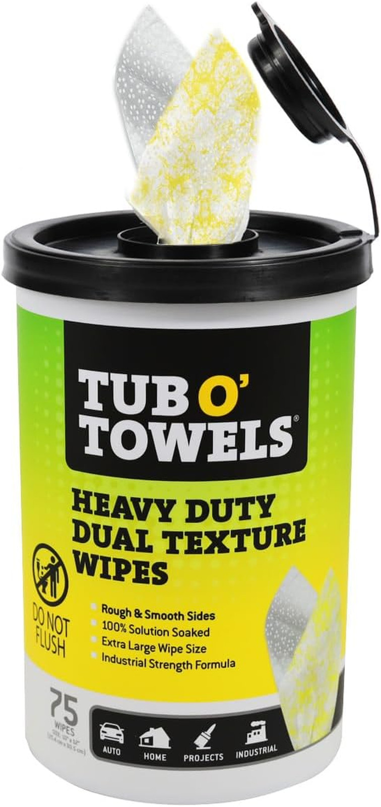 Tub O’ Towels TW75 Heavy-Duty 10″ X 12″ Size Multi-Surface Cleaning Wipes, Du…