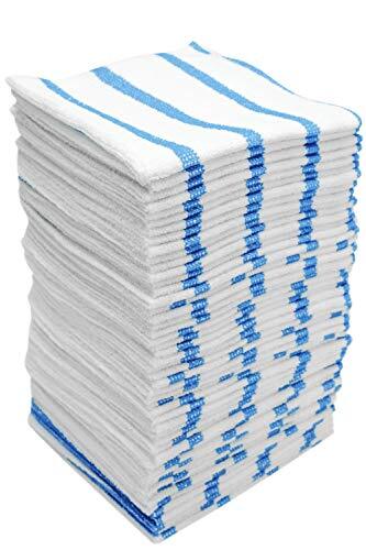 VIKING 449701 Bulk Edgeless Microfiber Cleaning Cloths White and Blue Stripe