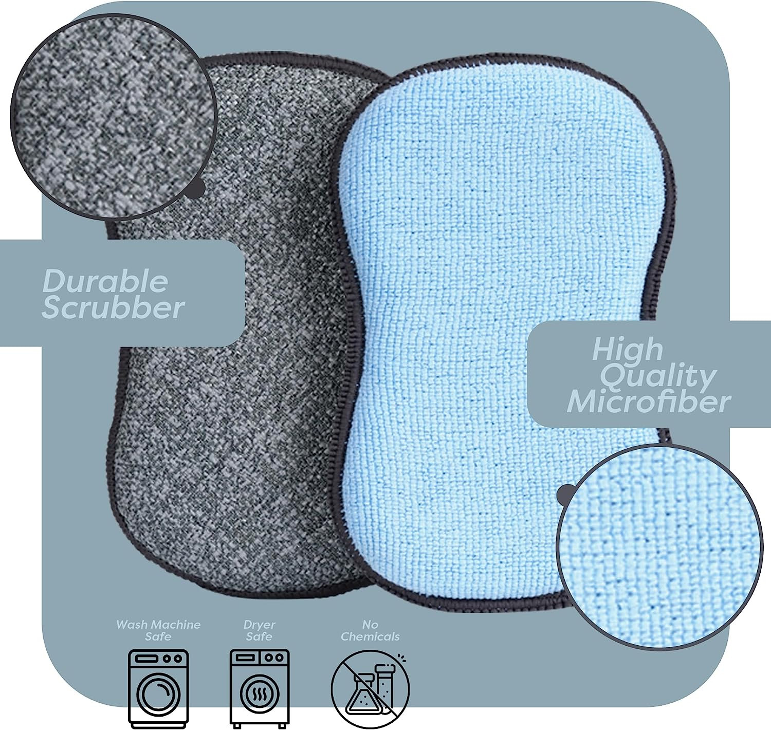 Multi-Purpose Sponges Kitchen by Scrub-it – Non-Scratch Microfiber sponges fo…