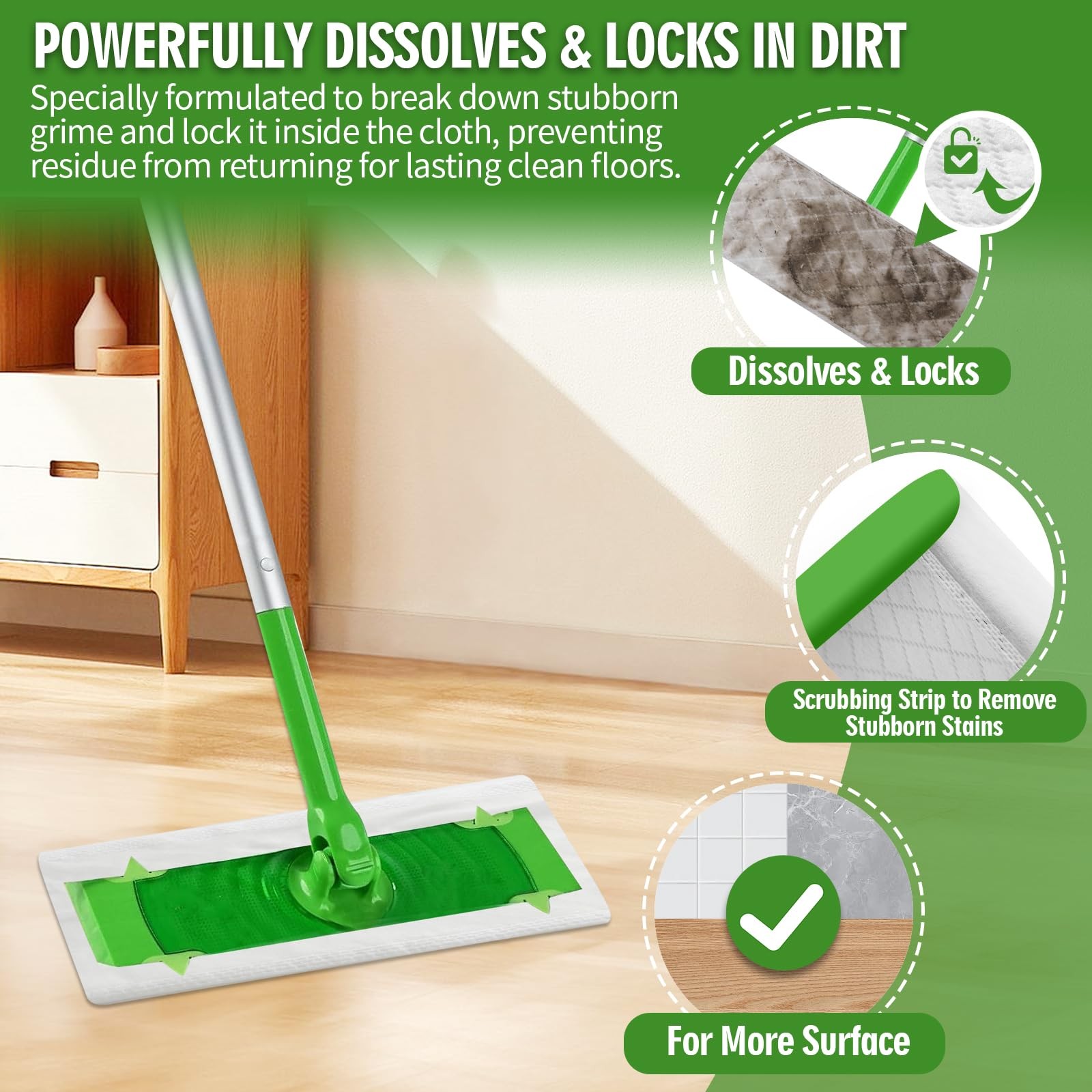 36 Count Heavy Duty Wet Pad Refills, Compatible with Swiffer Sweeper Mop & Cl…