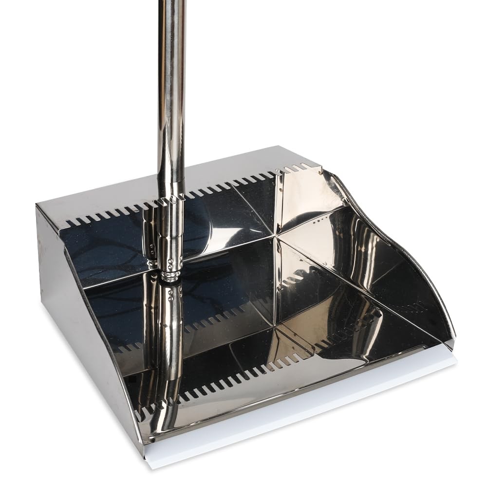 Stainless Steel Dustpan Metal Dustpan with Handle Heavy Duty Dust Pan Upright…