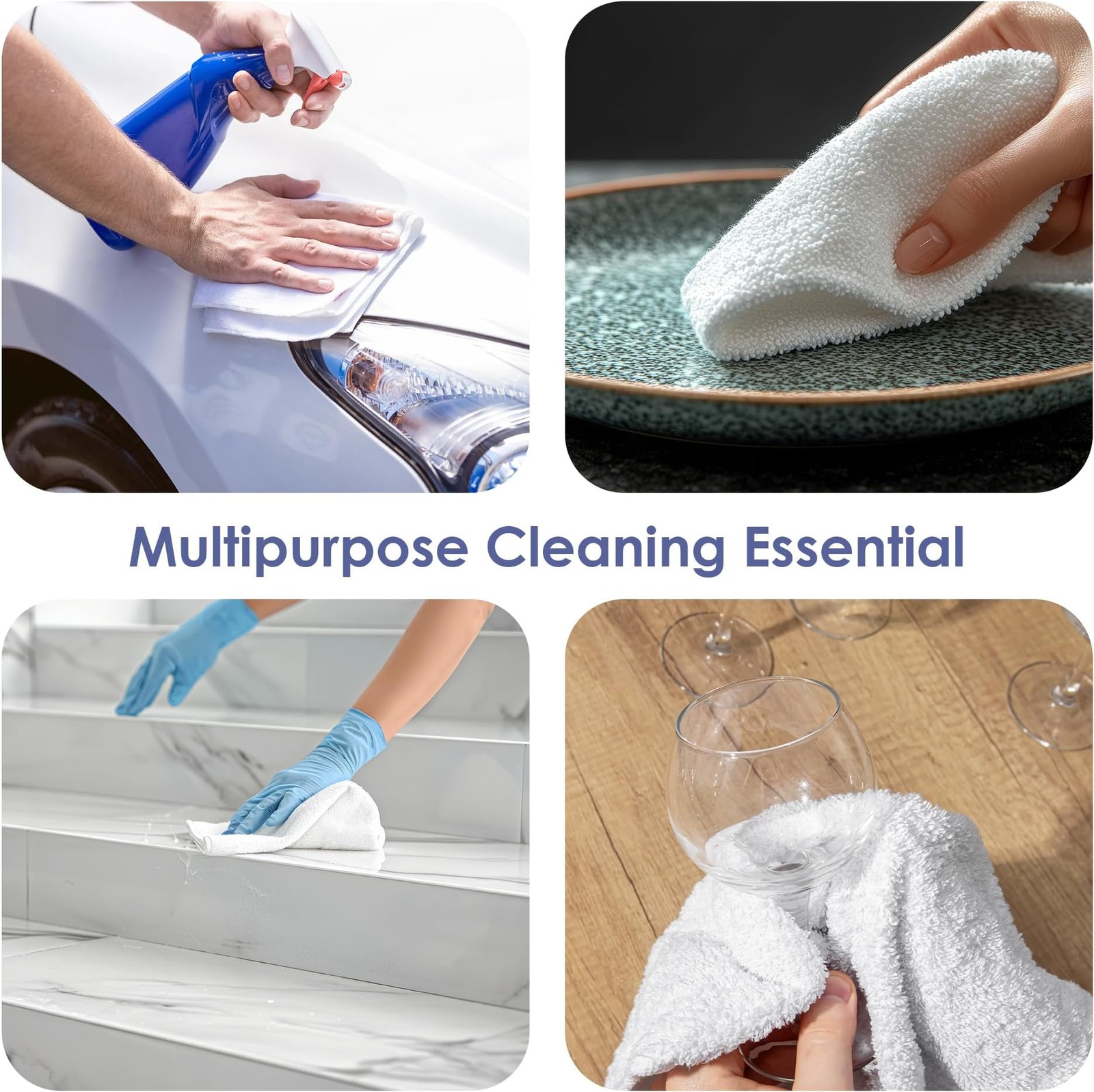 Terry Cloth Cleaning Rags (70 Pack), 100% Cotton Shop Towels, Lint-Free & Abs…