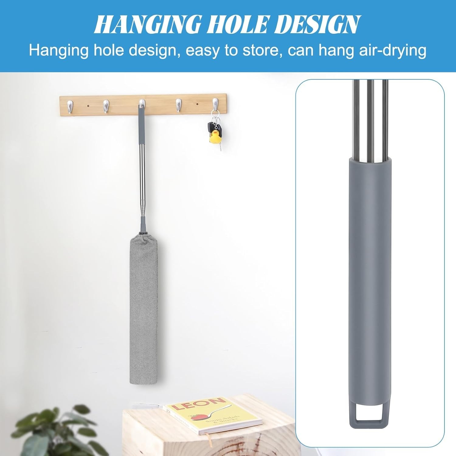 Retractable Gap Dust Cleaner with 15-98 Inch Extension Pole, Flat Duster for …